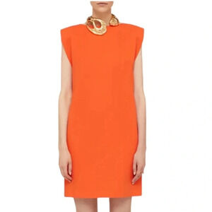 Agnona Strong Shoulder Open Back Mini Shift Dress Orange Size 36 or US 0